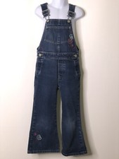 Vintage Gap Kids Girls Denim Jean Overalls Floral Embellished Sz XS 4