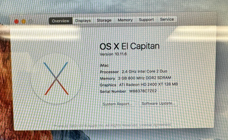 Apple iMac 20-inch September 2008 2.4GHz Intel Core 2 Duo (MB323LL/A) - Image 2 of 3