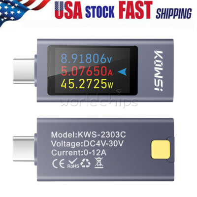 KWS-2303C Color Screen Type-C Digital Voltage Current Power Meter DC4~30V USA