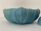 Vtg VAN BRIGGLE Art Pottery Tulip Bowl #777 Ming Turquoise Blue w Flower Frog