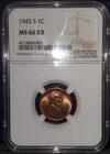 1945 S Lincoln Cent NGC MS 66 RB