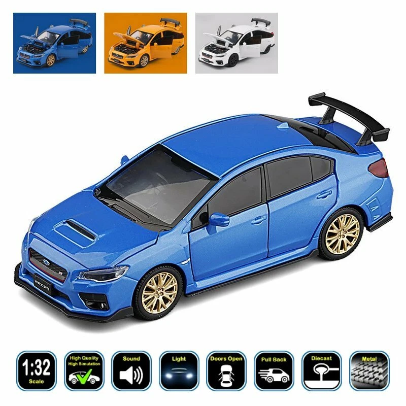 1 32 Subaru WRX STI Diecast Model Cars Open Doors Light Sound Toy