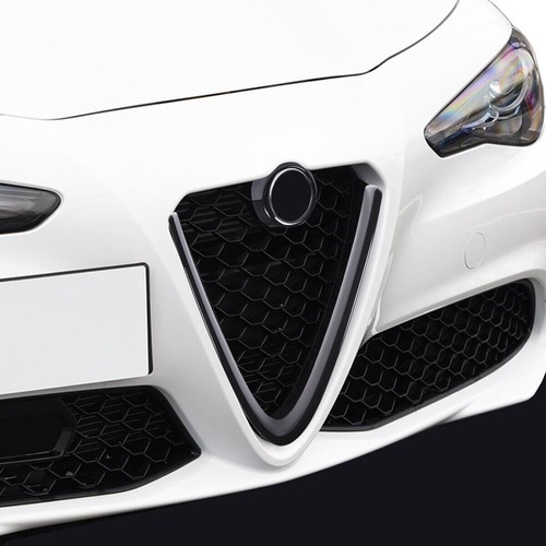 Matte Black Front Bumper Grille V Shaped Cover Fit For Alfa Romeo Giulia 2017-20 - Picture 3 of 7