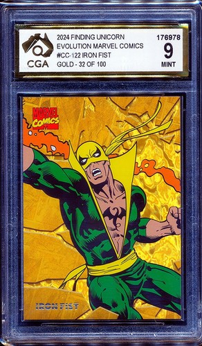 2024 Finding Unicorn Marvel Comics Universe Evolution Gold #122 Iron Fist CGA 9
