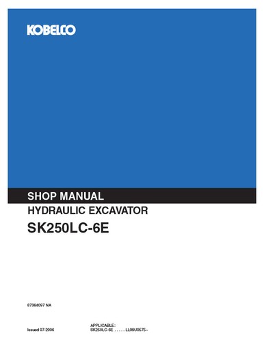 Manual de servicio de excavadora Kobelco SK250LC-6E, catálogo de piezas, manual de entrenamiento - Imagen 4 de 5