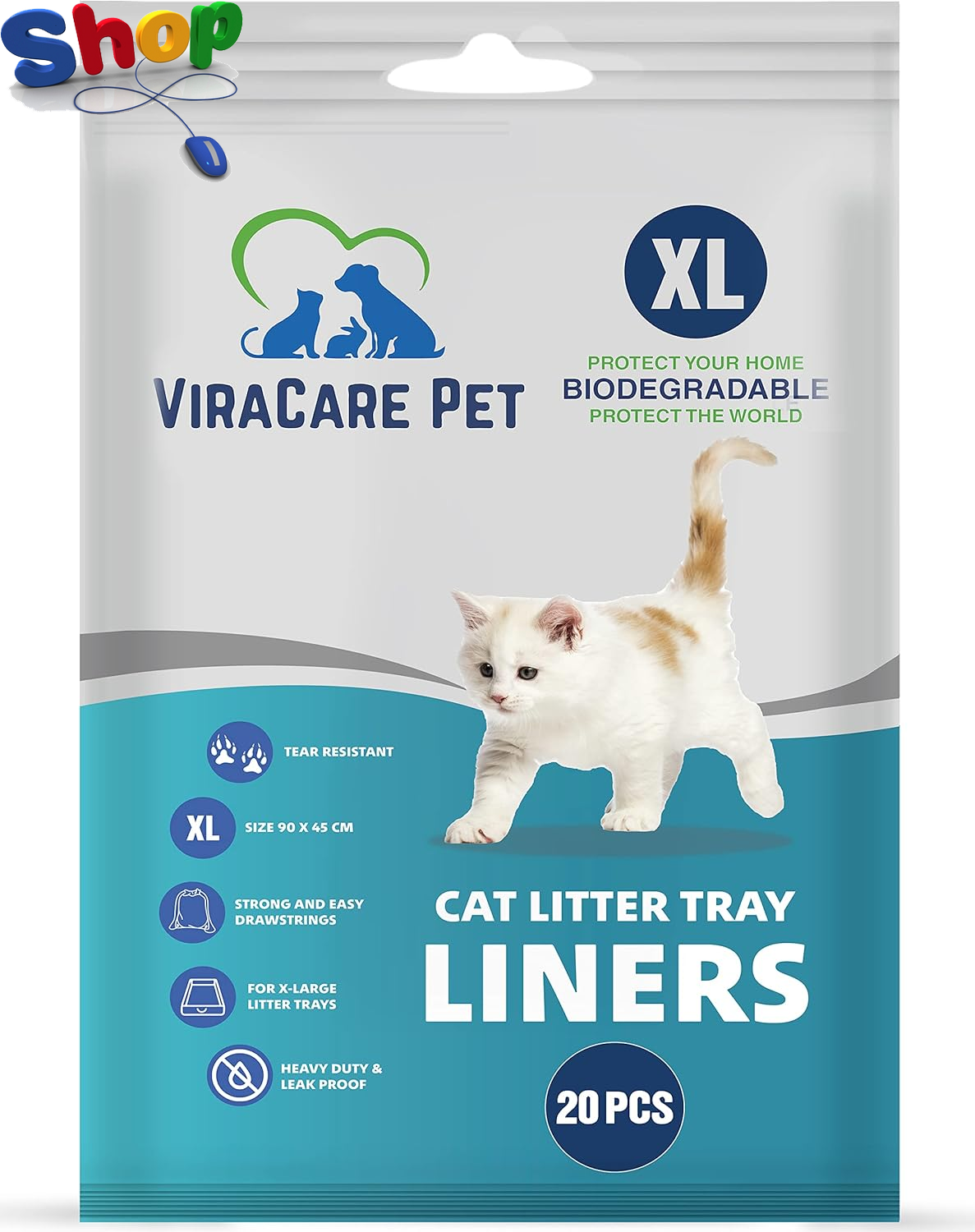 20 X Cat Litter Tray Liners Extra Large | with Drawstrings | Biodegradable | Scr