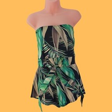 Women's Pretty Little Thing Romper Dress Short Size 10 Off Shoulder Jungle