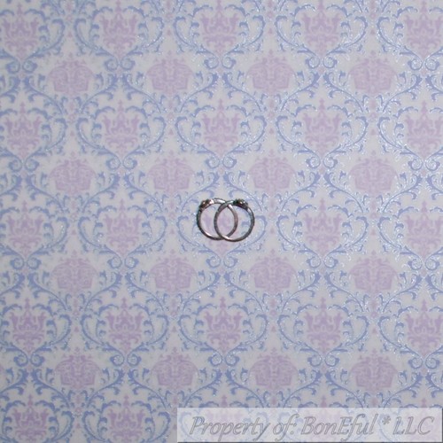 BonEful Fabric FQ Cotton Quilt Purple Tonal Gold Metallic Damask Toile Girl SALE - Picture 8 of 12