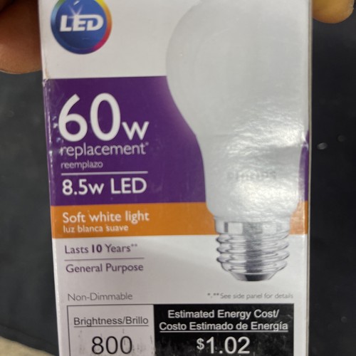 4 bulbs PHILIPS A19 E26 8.5W LED SOFT WHITE LIGHT BULB 800 LUMENS 2700K uns nib - Picture 4 of 6