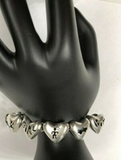 Vintage Sterling Silver Heart Link Bracelet Boy Girl Design