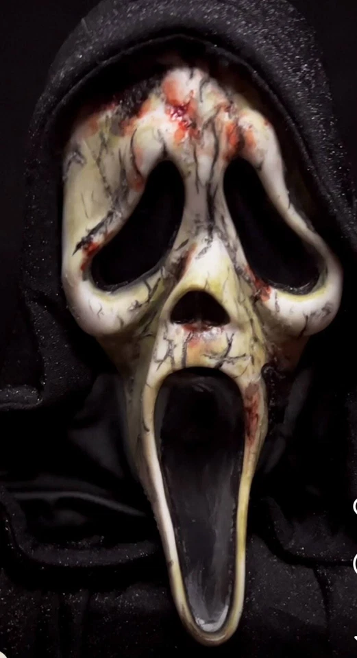 Máscara de fantasma de grito de miedo de Halloween máscara de miedo con cuchillo para disfraz utilería de disfraces Foto 4 de 4