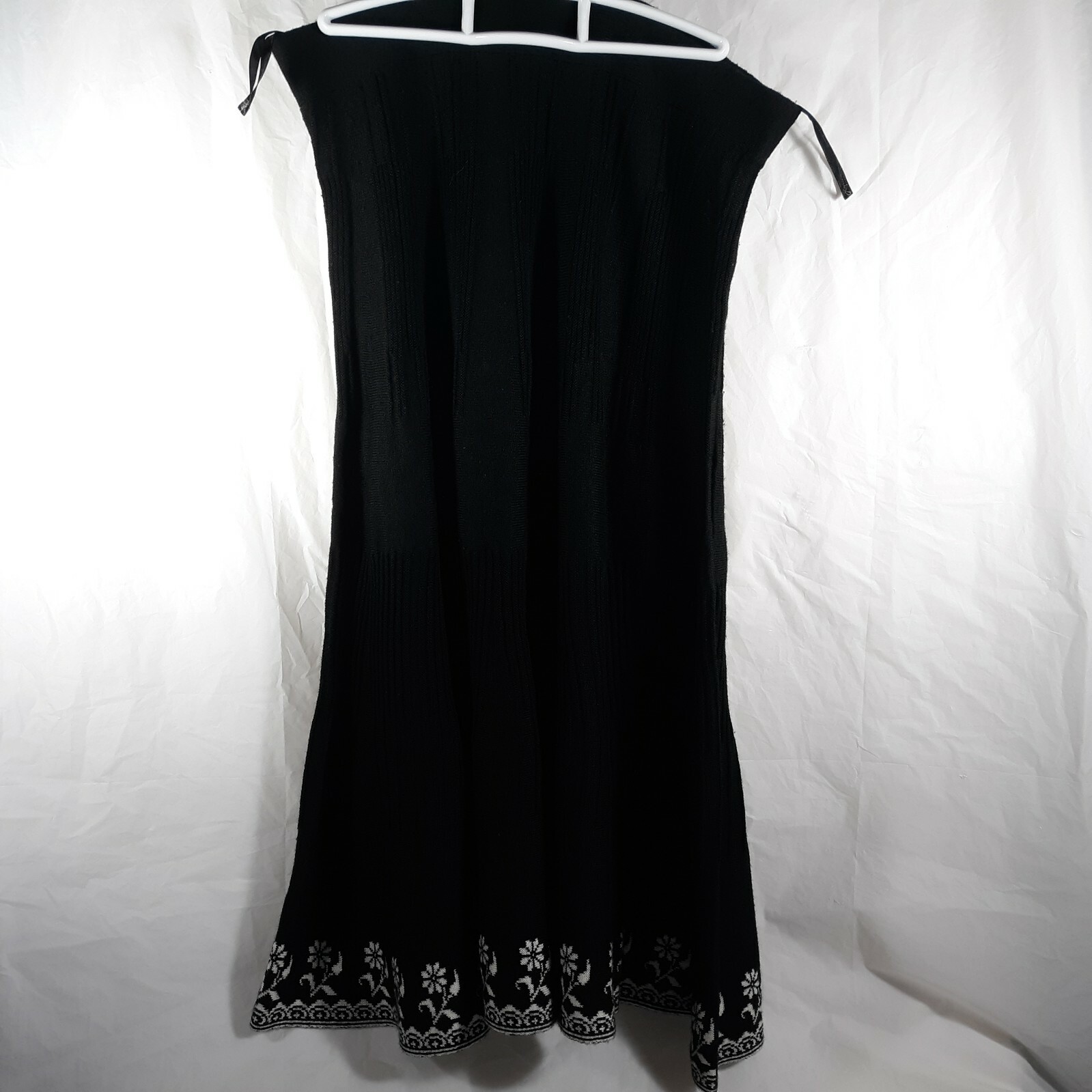 Lapis Black Knit Skirt White Design Size M - image 7