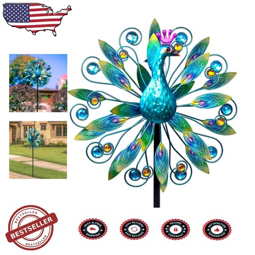 New ListingRust-Resistant 58" Metal Wind Spinner - Stunning Double Wind Sculpture for Yard