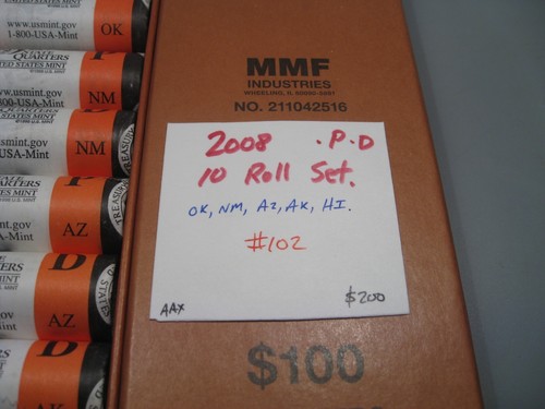 2008 - All 10 P & D mint STATE Quarter US Mint Rolls: OK,NM,AZ,AK,HI. #102a - Picture 8 of 9