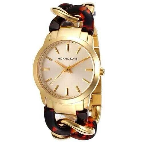 Michael Kors Women Nini Tortoise S Steel Gold 2 Two Tone Watch MK4279 - Picture 1 of 5