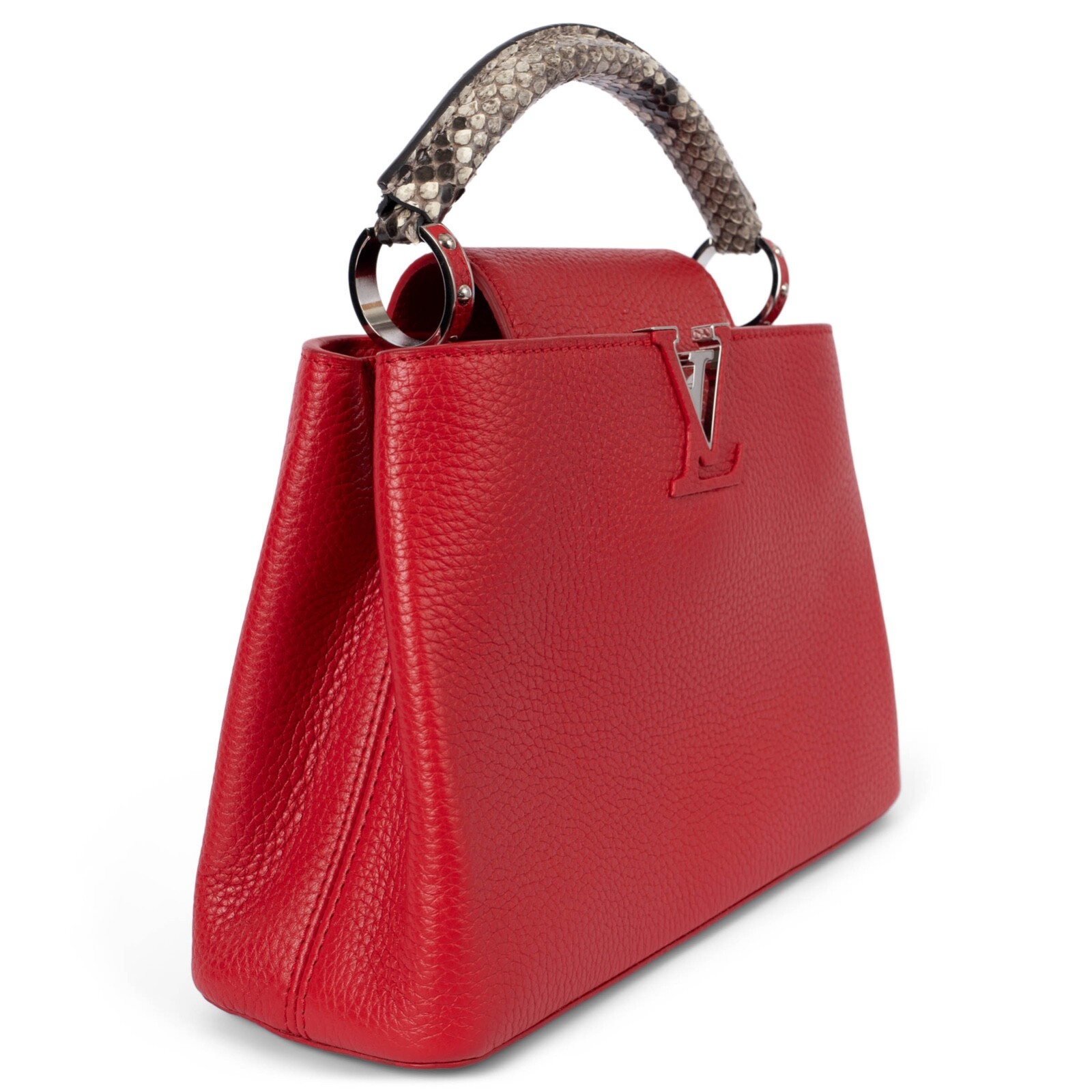 70270 auth LOUIS VUITTON Rubis red Taurillon leather CAPUCINES BB Bag image 2