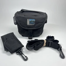 M Rock Small Camera Bag Case Black Canvas Zip Pockets w/ Strap + Bonus