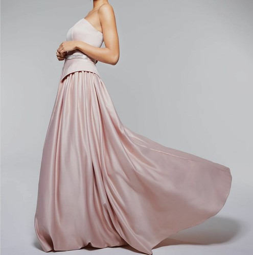 $139 Say Yes To The Prom Junior Women's Nude Beaded-Waist Strapless Gown Size 7 - Picture 3 of 4