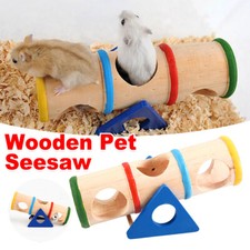 Wooden Hamster Toy Set Seesaw Bucket Chew Toys Cage Accessories for Small Pets