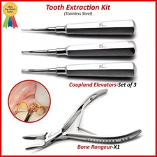 Basic Tooth Extraction Kit Coupland Dental Extracting Elevators Rongeur Pliers