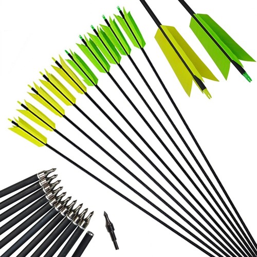 30" Carbon Arrow SP500 FLU-FLU Turkey Feather Target Recurve Bow Archery Hunting - Picture 3 of 20