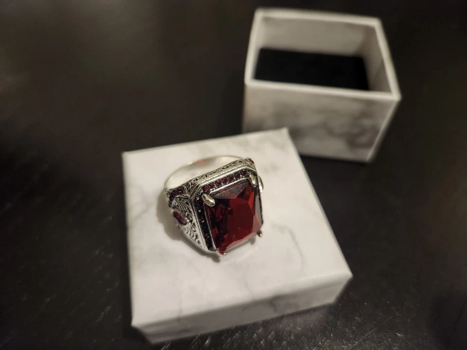 Cristal rojo corte cuadrado diseño vintage para hombre de negocios Foto 3 de 4