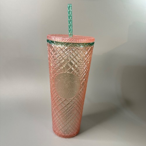 New Starbucks 2023 Summer Jeweled Pink Pearl and Mint Tumbler 16 oz Or 24 oz - Picture 10 of 14