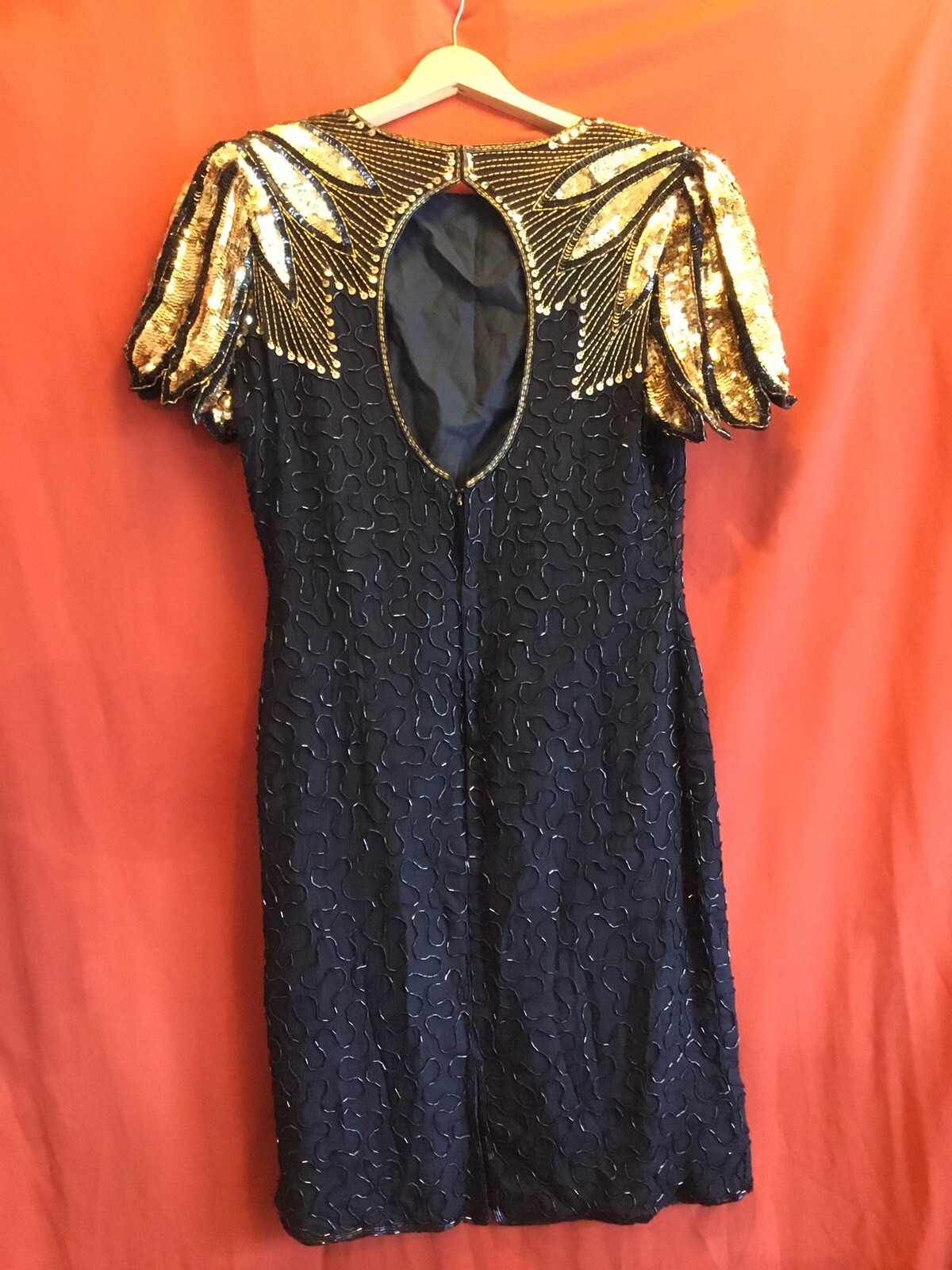 Vintage Black Silk Sequin Dress Mark & John By Sa… - image 6