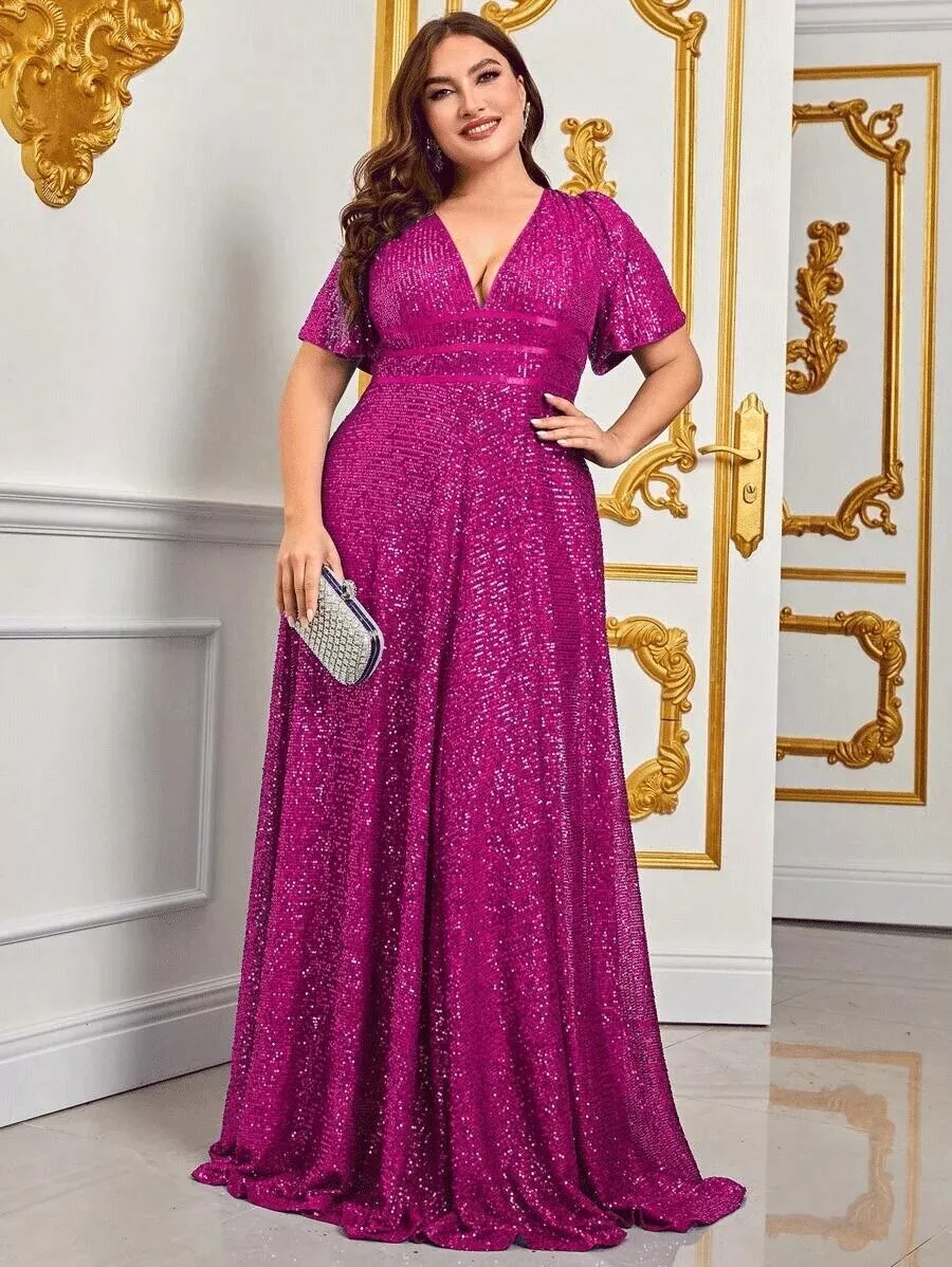 Wholesale Sequin Evening Dresses Formal Party Dress Plus Size Shiny