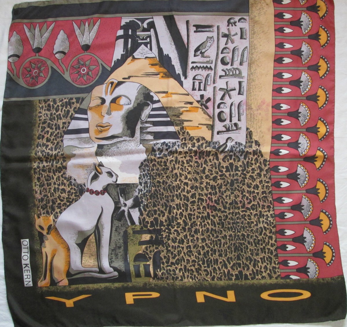 Foulard Vintage En Soie 100% Otto Kern – Multicolore, En Très Bon état – Foulard Carré Ou Bandana Pour Femme