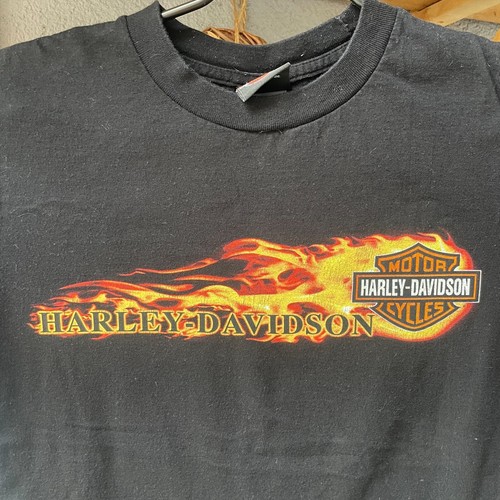 Black Harley Davidson Men's Shirt Twin Cities Fire Biker Graphic Tee Design Moto - Picture 2 of 7