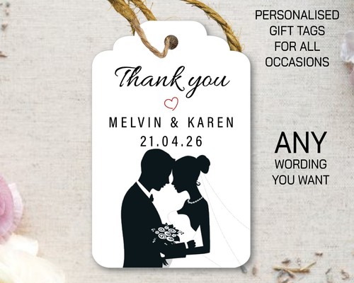 Personalised Wedding Favour Bride Groom Thank you Gift tags Labels tag 08 - Picture 3 of 4