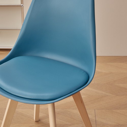 4er Set Esszimmerstühle Esszimmerstuhl Design Stuhl Küchenstuhl PU-Kissen Blau - Bild 9 von 12