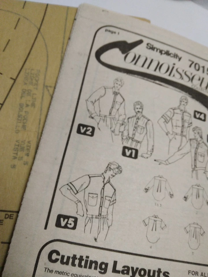 Dress Shirt Collared Mens 42 16 Simplicity 7015 Connoisseur Sewing Pattern VTG - Image 4 of 4