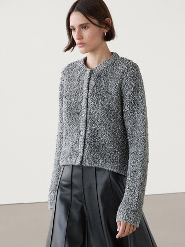 Massimo Dutti Women Cardigan Sweater M Medium Gray Alpaca blend 5756/629 NWT - Picture 4 of 17