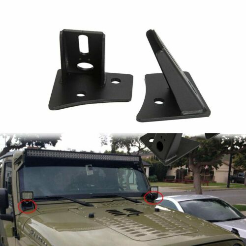 2pcs A-Pillar LED Light Windscreen Mount Bracket For Jeep Wrangler JK 2007-2017 - Picture 1 of 8