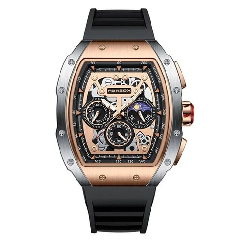LIGE Foxbox Orologio Uomo Marca Quadrato Quadrante Multifunzione Uomo Silicone Orologio da Polso - Foto 12 di 26