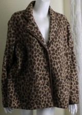 Talbots 2x 100% Merino Wool Beautiful Animal Print Unlined Blazer Sweater Jacket
