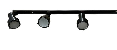 Black 3 Light Frosted Lens Step Cylinder Heads Track Kit End Feed Cord And Plug