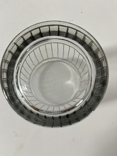 Set Of 2 Culver Silver Vertical Stripe Old Fashioned Lowball Glasses Vintage - Picture 4 of 4