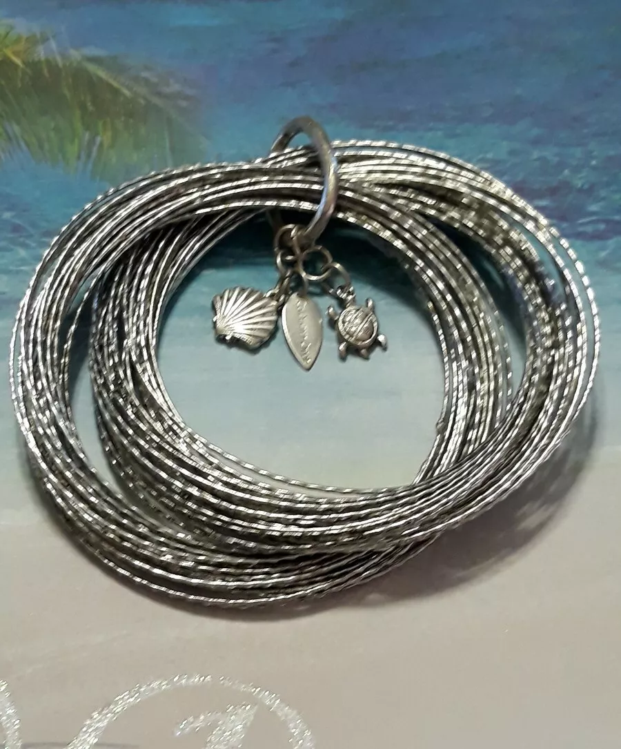 Silver bangle bracelets with charms discount