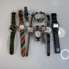 Women’s Watch Bundle Lot Of 9 Anne Klein,3 Fossil,mud,2 Geneva,gossip,esq