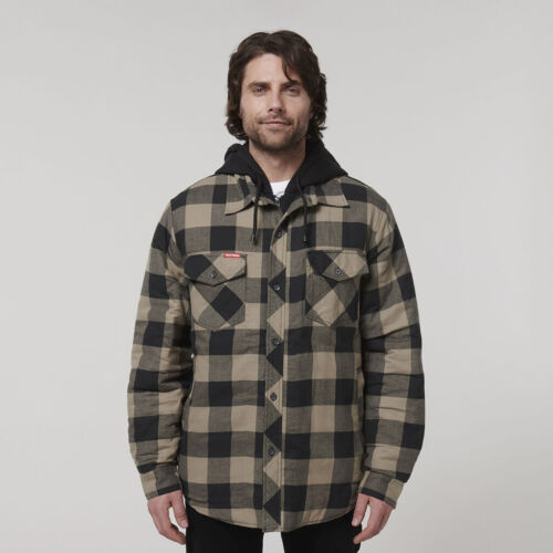 Hard Yakka Quilted Flannel Work Shacket Jacket Fleece Hood Y06690 NEW COLOURS! - Picture 16 of 32