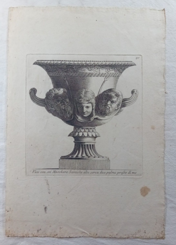 Rara antica incisione Cavaceppi Vaso 1772 Originale 42,5x29,0 cm - Afbeelding 1 van 12