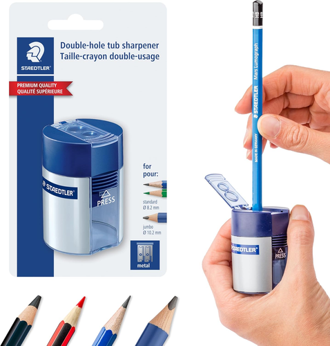 STAEDTLER Pencil Sharpener with 2 Holes - Dual Size Manual Sharpener for Standar - Picture 1 of 12