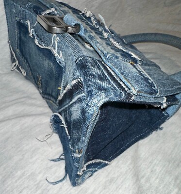 NEW BALENCIAGA Denim Patchwork Hourglass UPCYCLED BAG PURSE