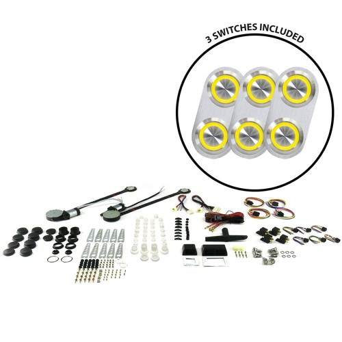2-Door Power Window Kit with 3 Daytona Billet Switches - Yellow Illumination - Picture 1 of 2