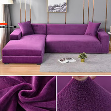Samt Sofabezug Unifarben Stretch Sofabezüge für Wohnzimmer Schonbezug Couc