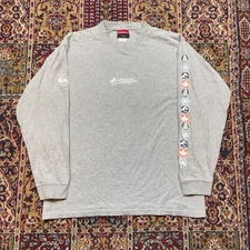 VTG 90s Quiksilver Boardriding Company Mens Grey Long Sleeve T Shirt L USA logo