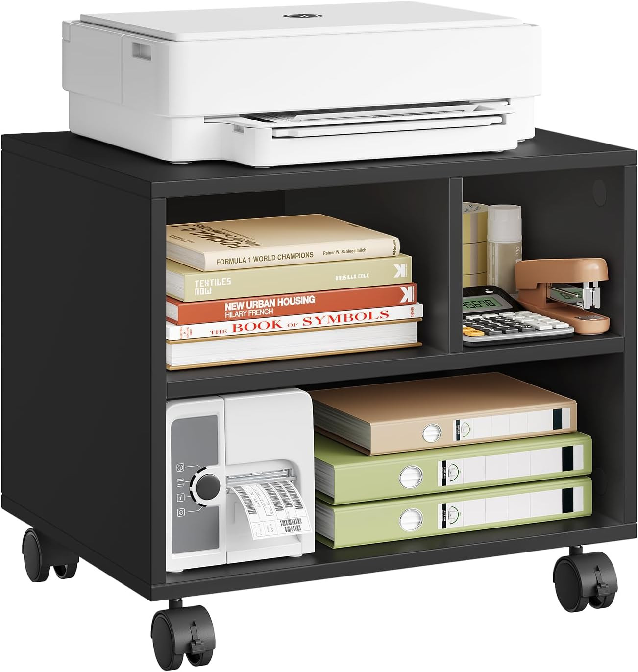 Chariot amovible pour télétravail meuble de rangement d'angle compact
